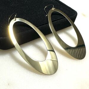 14k Solid Yellow Gold Cutout Hoop Dangle French Hook Earrings 2.96g